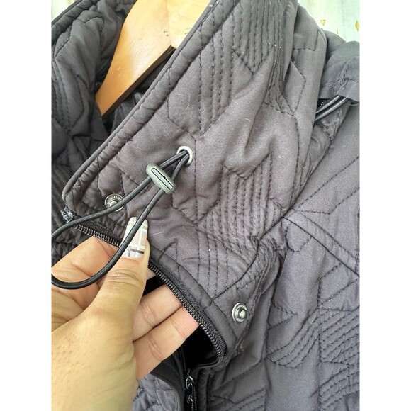Weathercast Women's Quilted Hideaway Hoodie Zipper & Button Up Parka Jacket XL - Picture 7 of 12